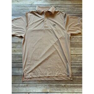 FJ Footjoy Athletic Fit Small Peach Stripe Golf Polo Shirt Wild DunesTitleist